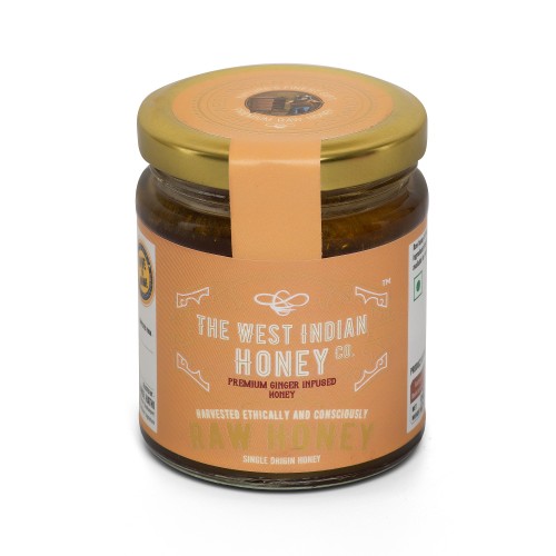 The West Indian Ginger Infused Honey (250g) :  Raw Unprocessed Ginger Infused Honey 250 Grams