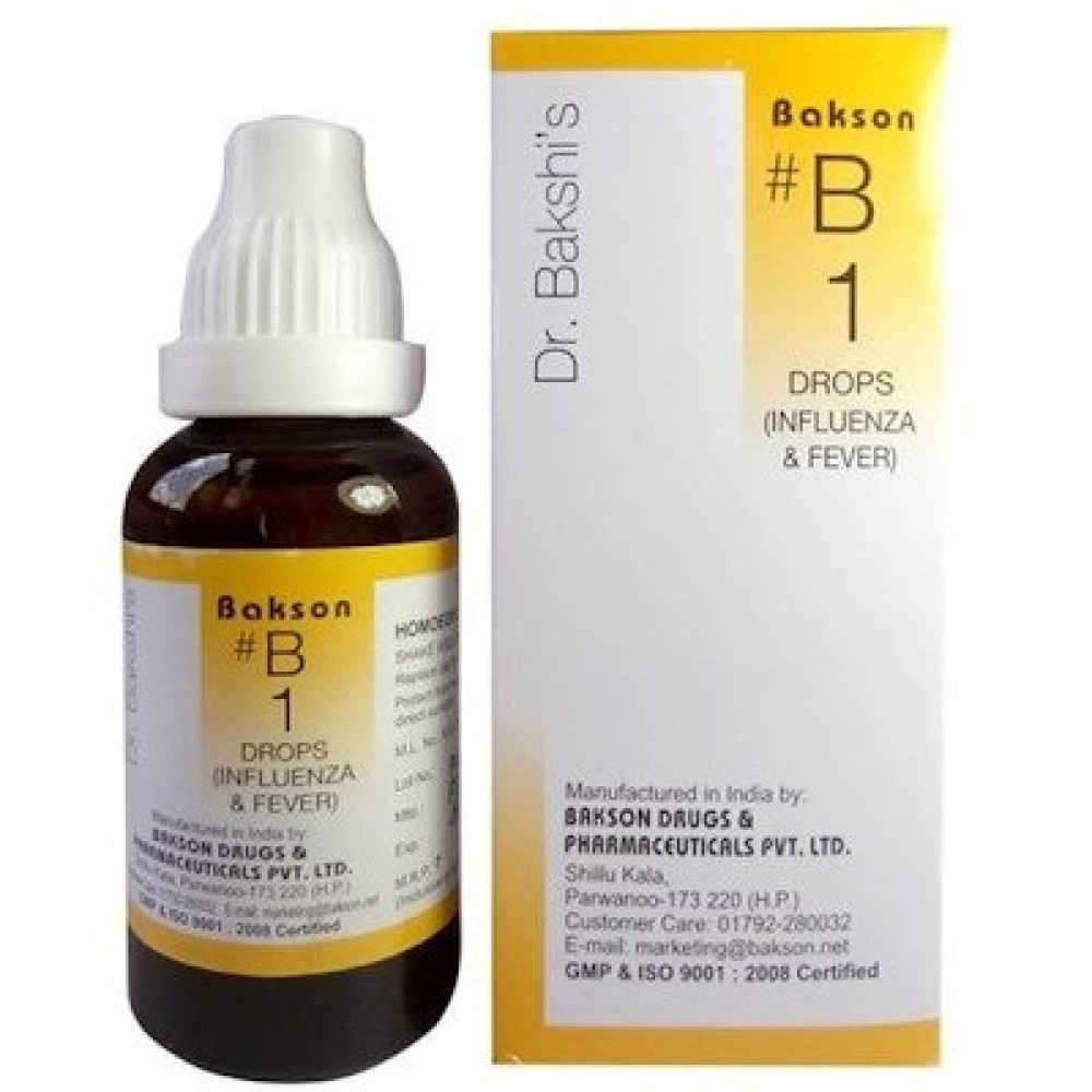 Bakson B1 Influenza and Fever Drops (30ml) uses, benefits, price