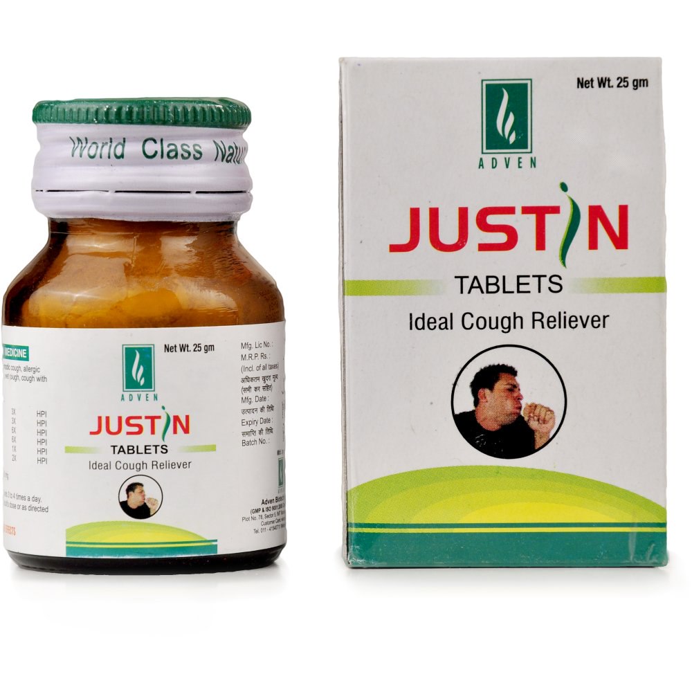 Adven Justin Cough Tablet (25g) For Rattling Cough, Bronchitis