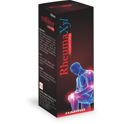 Hapro Rheumaxyl Syrup (500ml) : Strong Anti Arthritic. Anti-Inflammatory. Relieves acute and chronic joint aches. Relives swelling and stiffness of joints. Useful in rheumatoid arthritis.