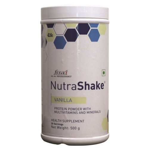 4life Nutrashake Vanilla Powder (500g) - Packed With 9g Protein, 4g Dietary Fibers, 12 Essenital Vitamins & 7 Minerals